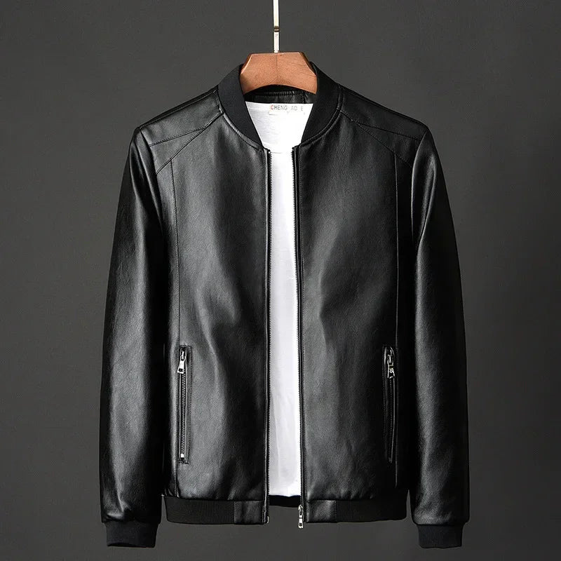 Lennox Faux Leather Stand Collar Jacket
