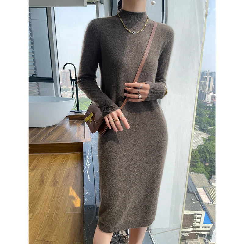 Elara Wool Midi Dress