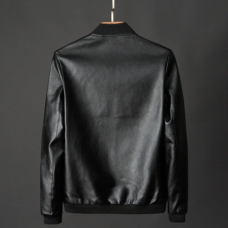Lennox Faux Leather Stand Collar Jacket