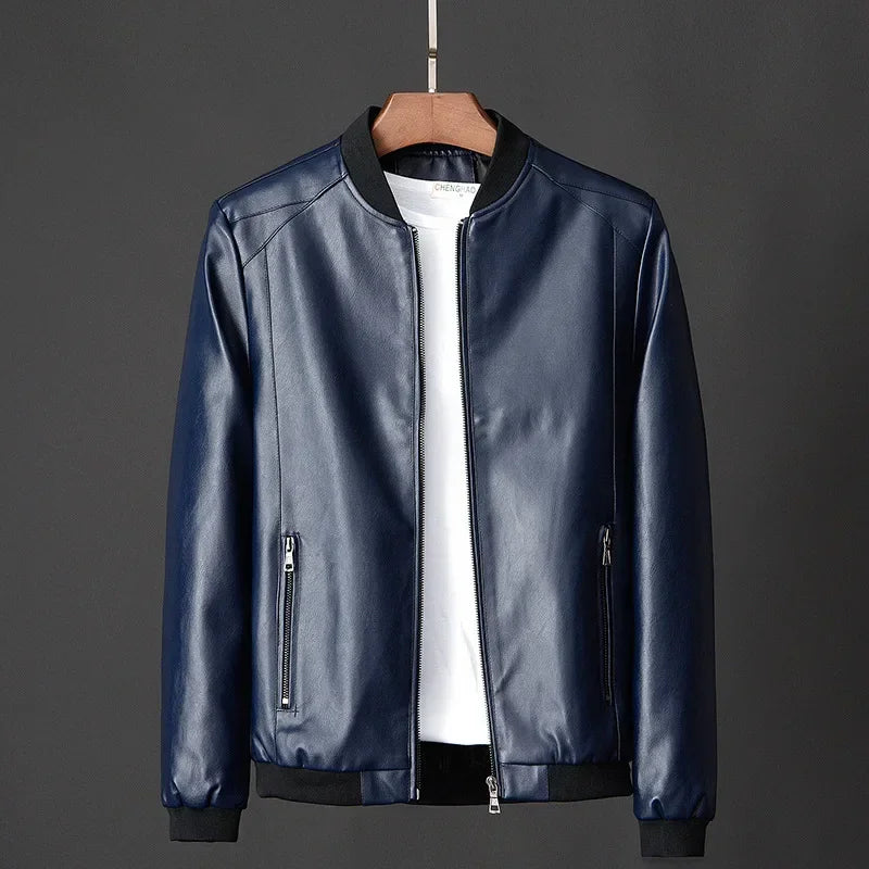 Lennox Faux Leather Stand Collar Jacket