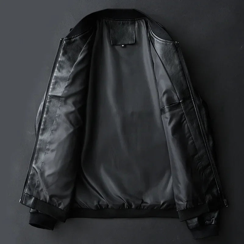 Lennox Faux Leather Stand Collar Jacket