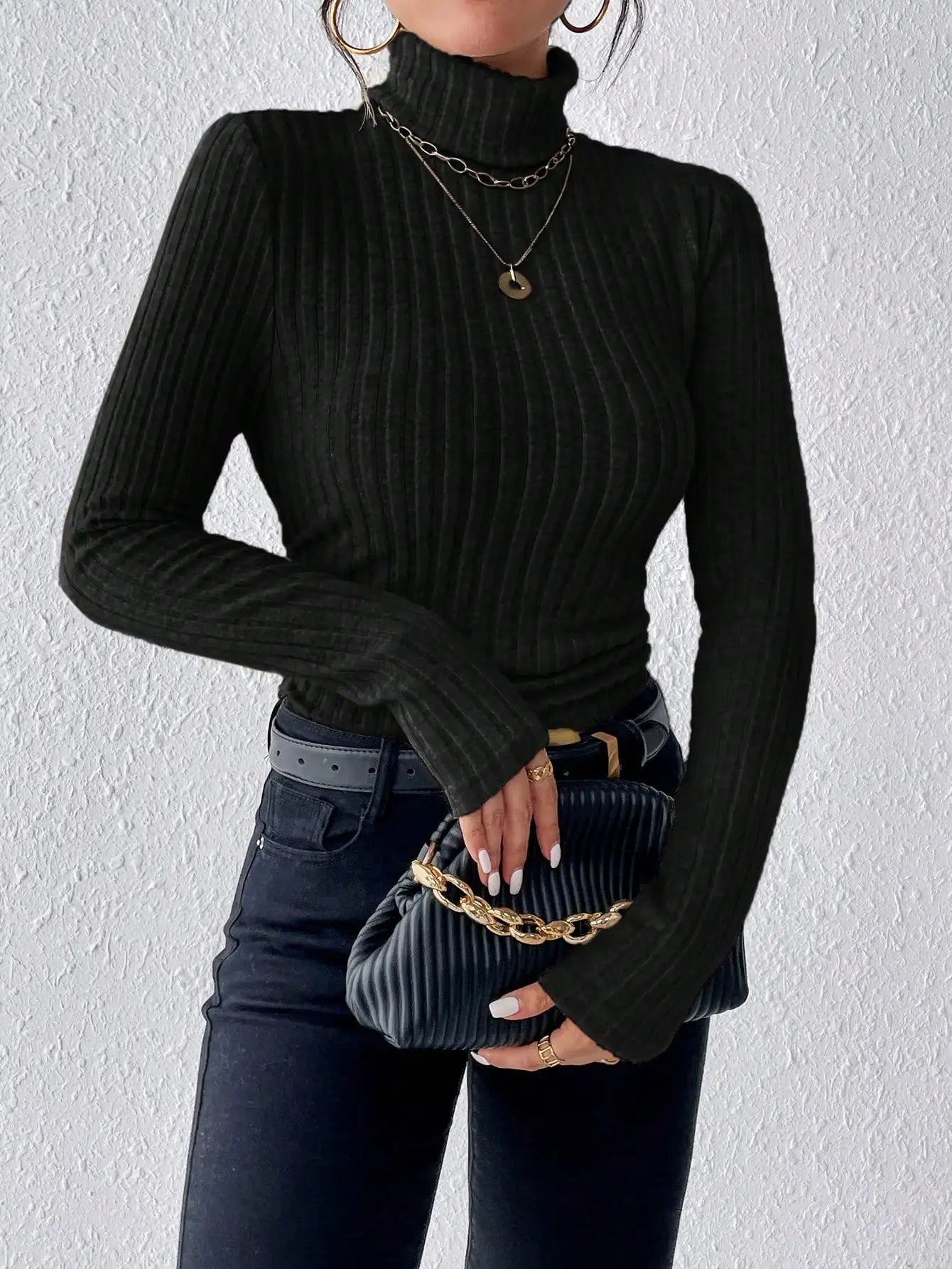 Allegra Striped Knit Turtleneck