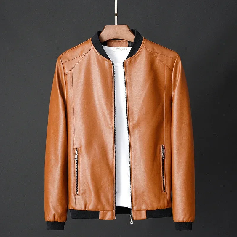 Lennox Faux Leather Stand Collar Jacket