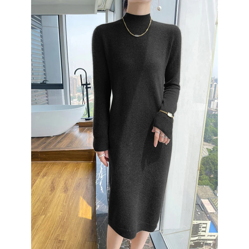 Elara Wool Midi Dress