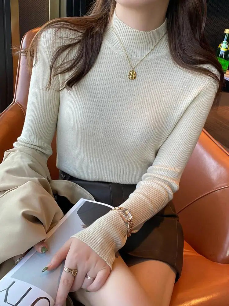 Lina Slim Knit Mock Neck Top