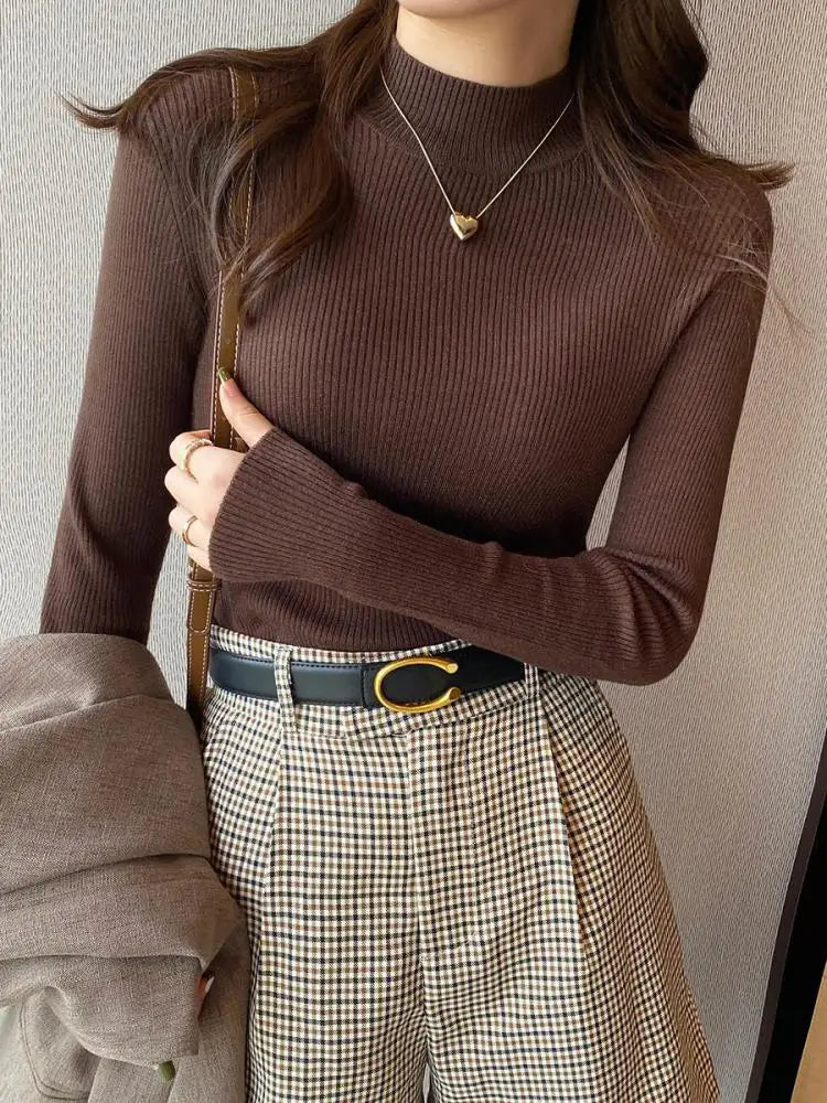 Lina Slim Knit Mock Neck Top