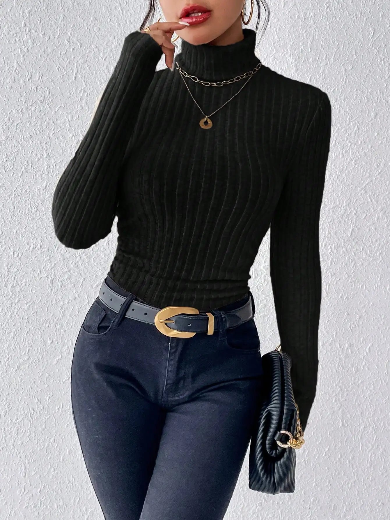 Allegra Striped Knit Turtleneck