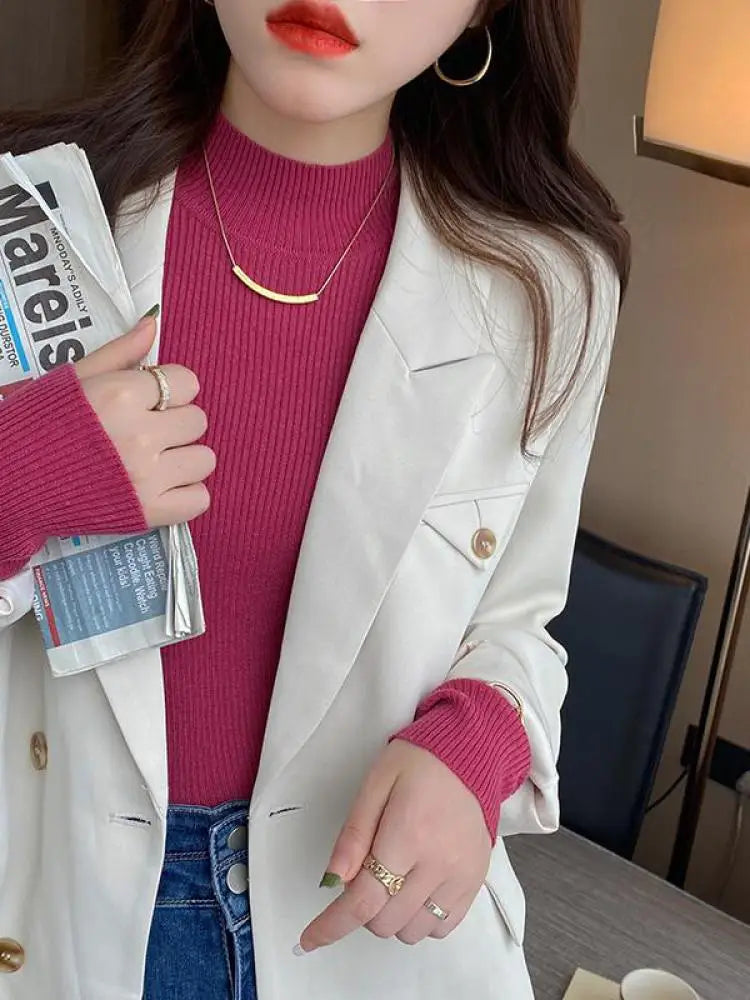 Lina Slim Knit Mock Neck Top
