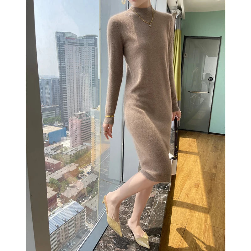 Elara Wool Midi Dress