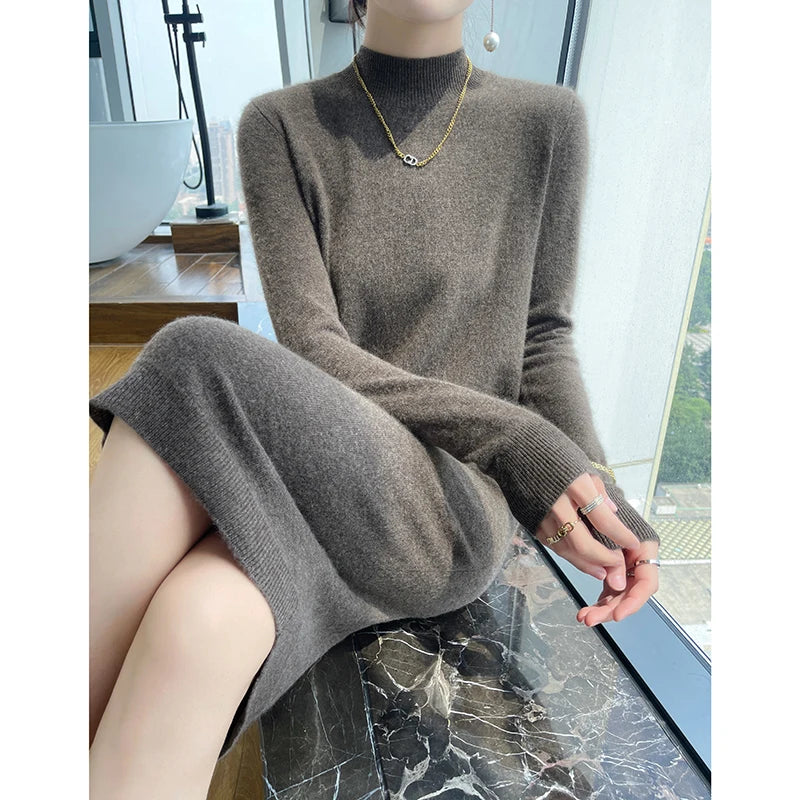 Elara Wool Midi Dress