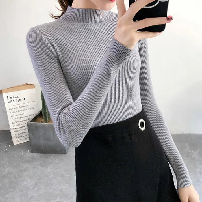 Lina Slim Knit Mock Neck Top