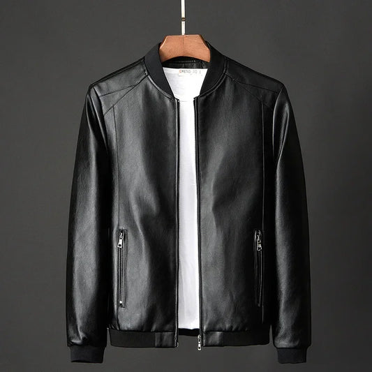 Lennox Faux Leather Stand Collar Jacket