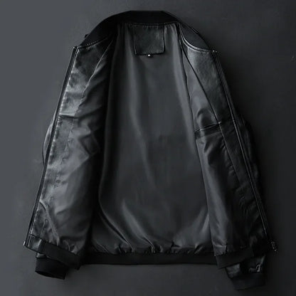 Lennox Faux Leather Stand Collar Jacket