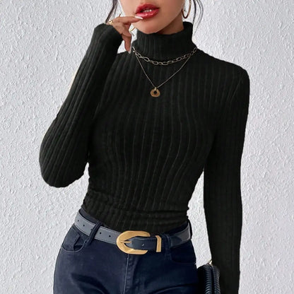 Allegra Striped Knit Turtleneck