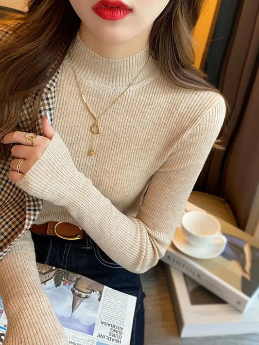 Lina Slim Knit Mock Neck Top
