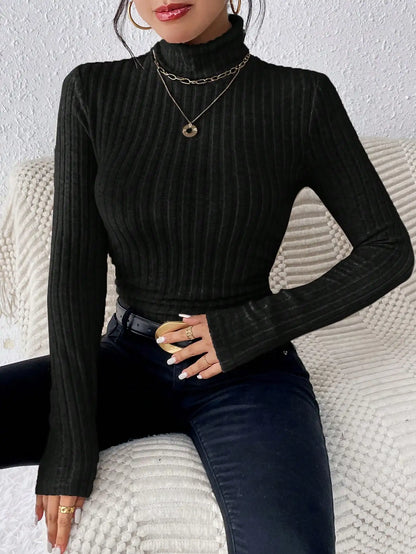 Allegra Striped Knit Turtleneck