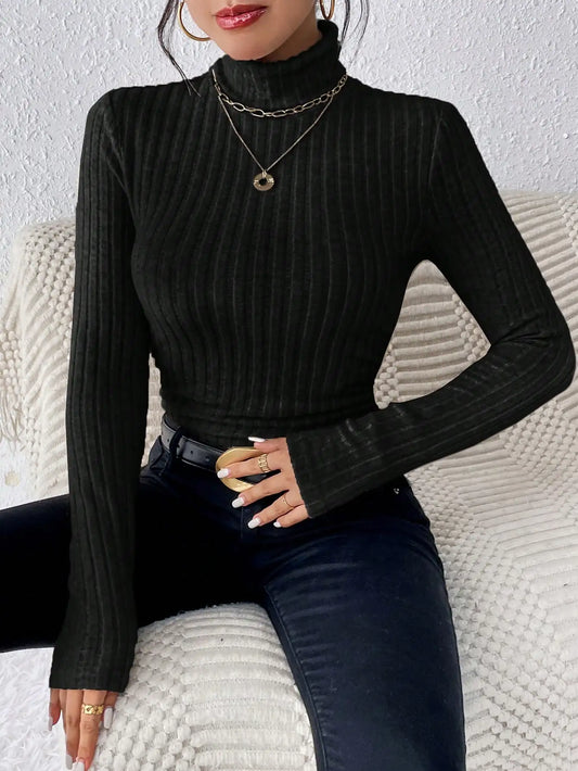 Allegra Striped Knit Turtleneck