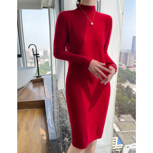 Elara Wool Midi Dress